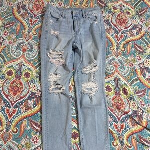 American Eagle Outfitters Light Blue Distressed Skinny Jeans